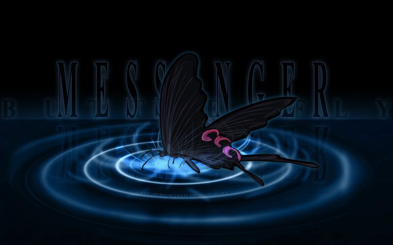 Black Butterfly with Pink Markings — Blue