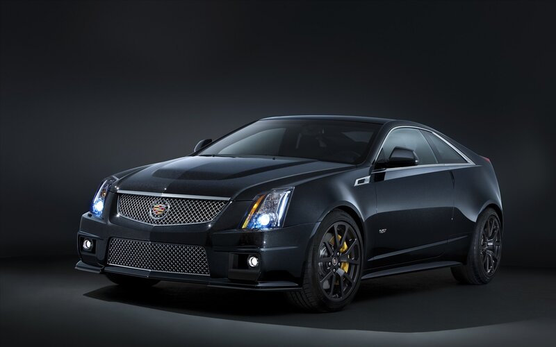 Black Cadillac Coupe — Dramatic, Photograph, Car, Headlights, Wheels, Gray