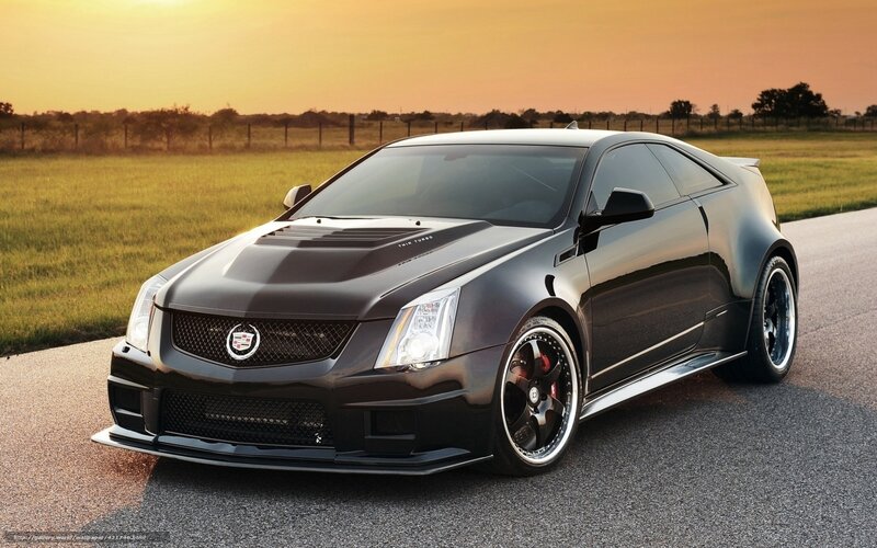 Black Cadillac Coupe — Dramatic, Sunset, Photograph, Car, Road, Field