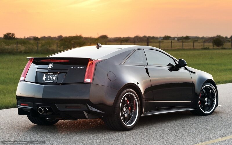 Black Cadillac Coupe — Dramatic, Sunset, Photograph, Car, Road