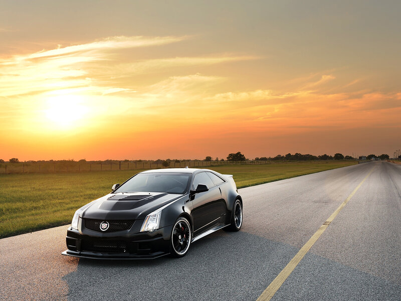 Black Cadillac Coupe — Dramatic, Sunset, Photograph