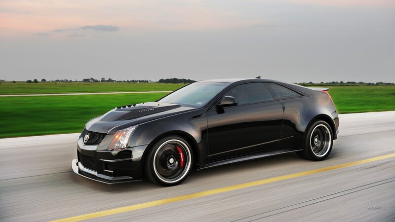 Black Cadillac Coupe — Dynamic, Sunset, Photograph, Car
