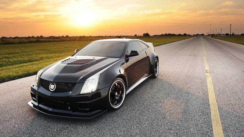 Black Cadillac Coupe — Serene, Sunset, Photograph
