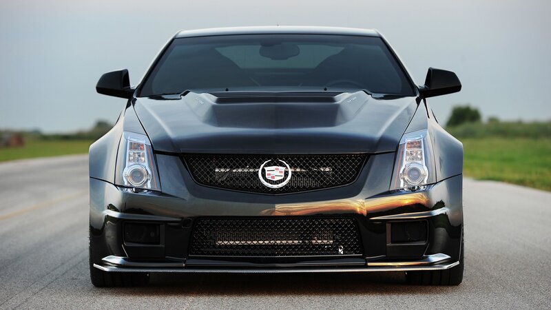 black cadillac cts-v front view