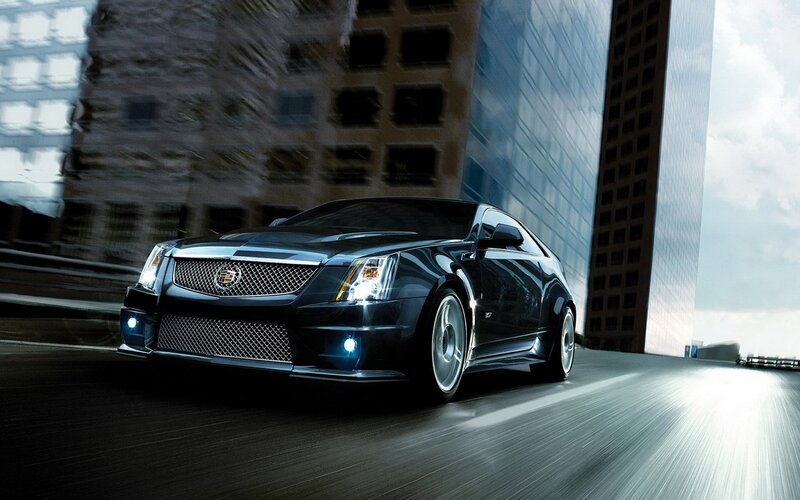 Black Cadillac CTS-V in city
