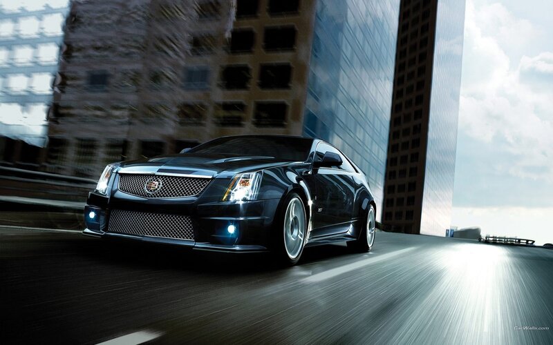 Black Cadillac CTS-V in city