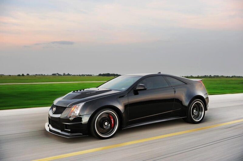 Black Cadillac CTS-V on a road