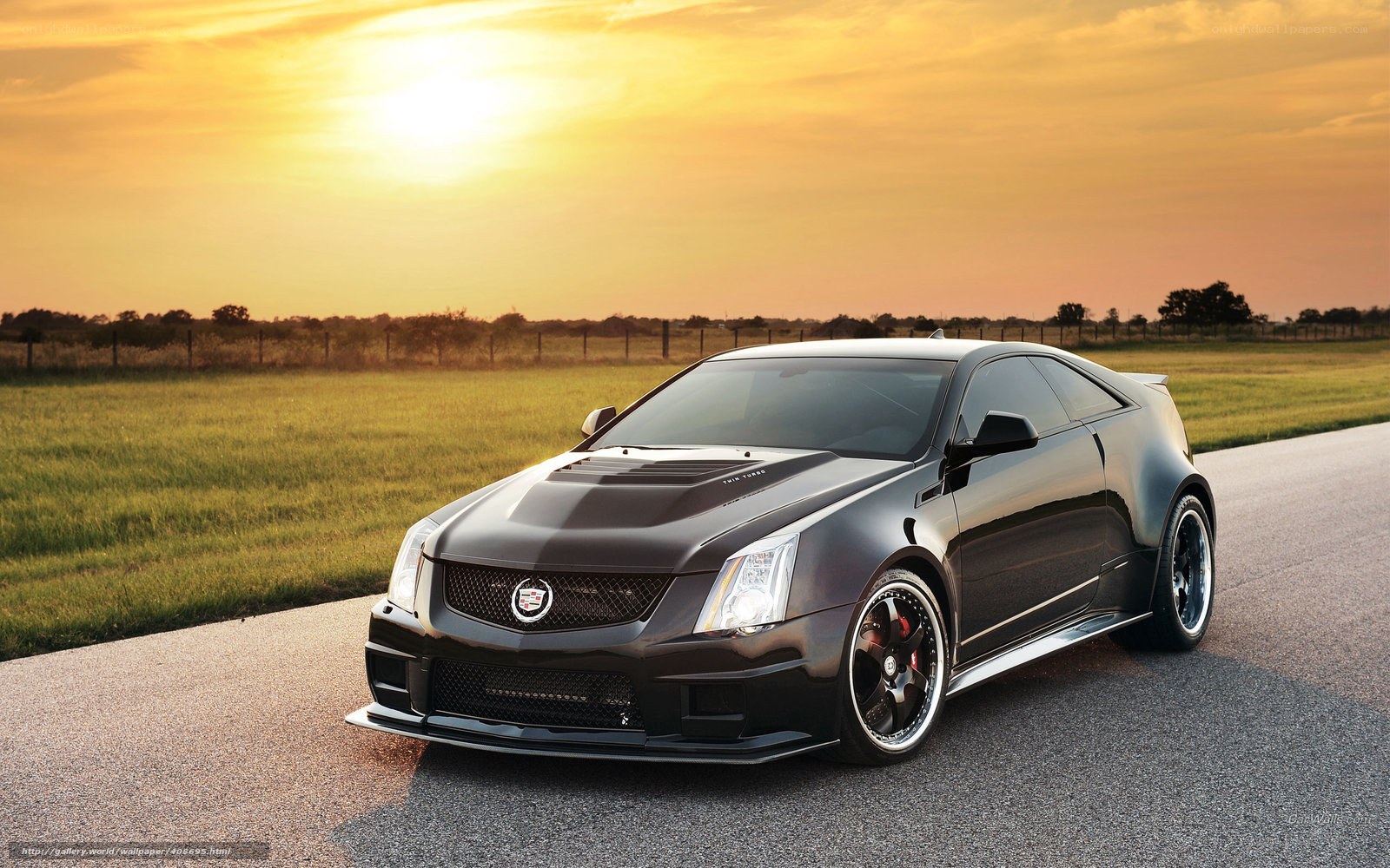 Black Cadillac CTS-V on a road