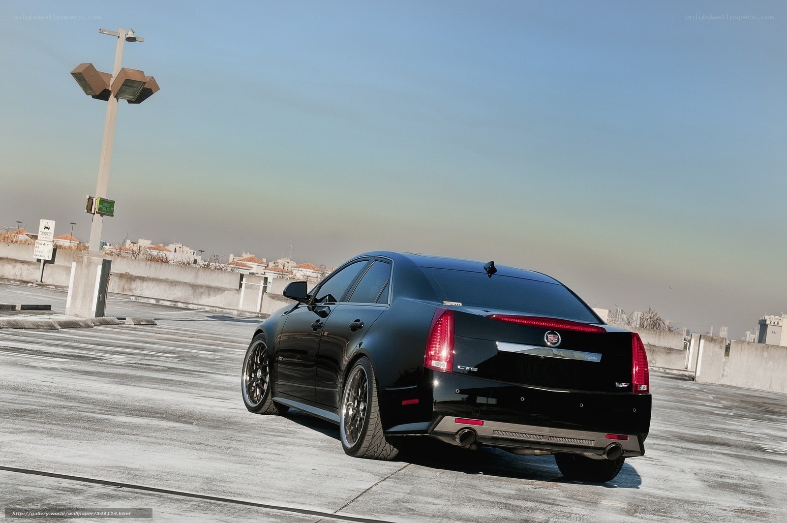 Black Cadillac CTS-V on rooftop