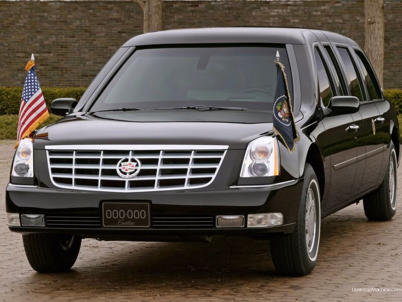 Black Cadillac presidential limousine