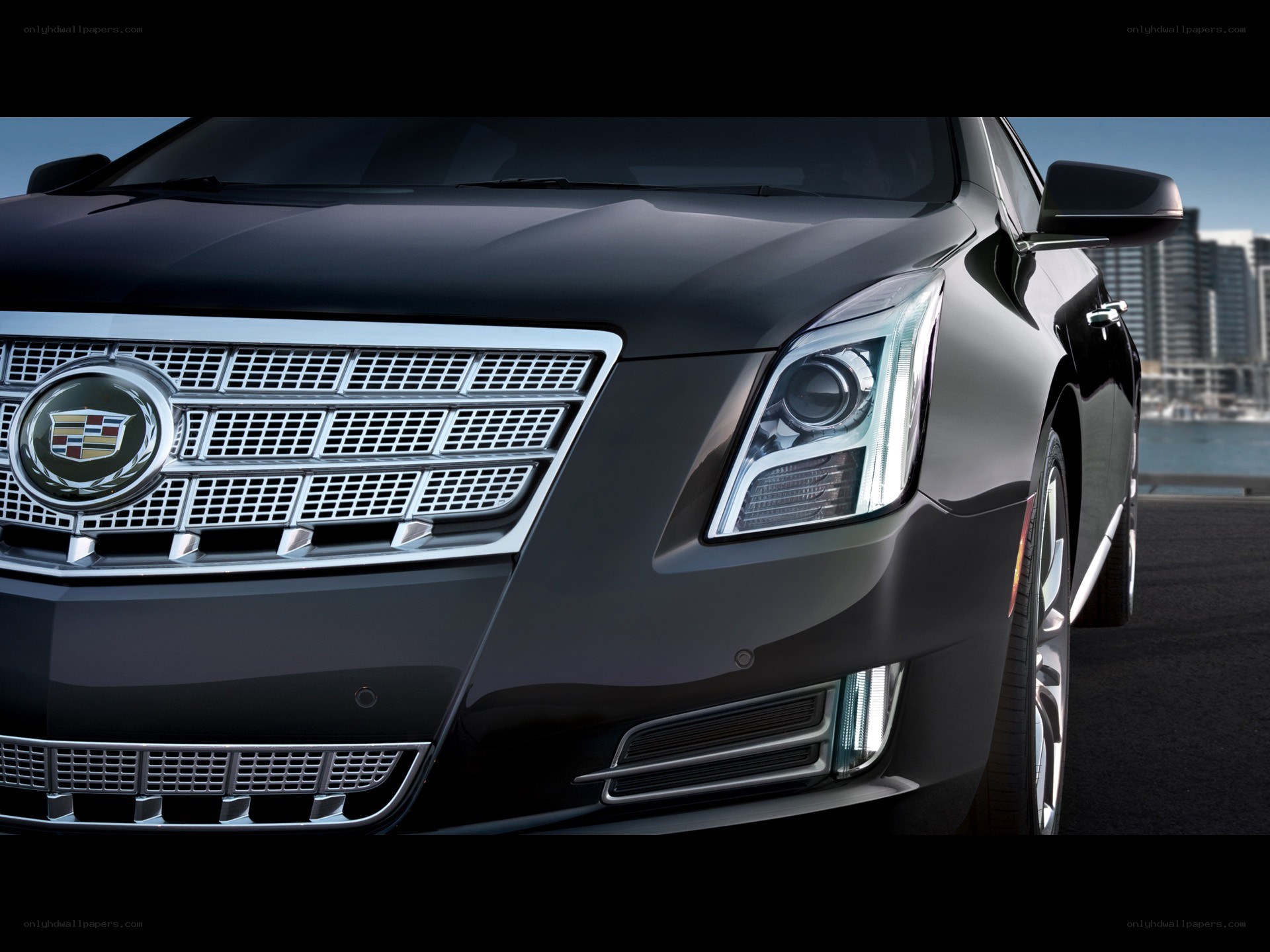 Black Cadillac sedan front view