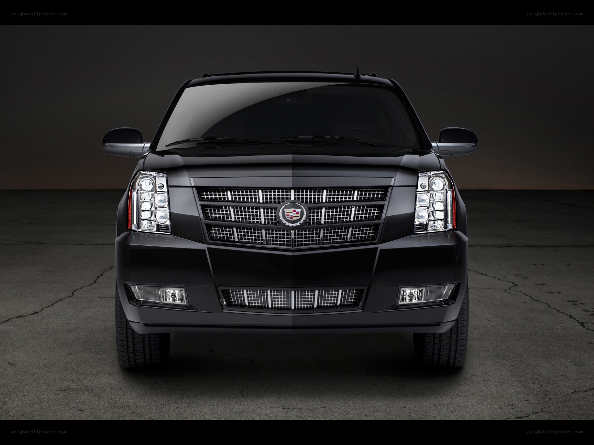 Black Cadillac SUV front view