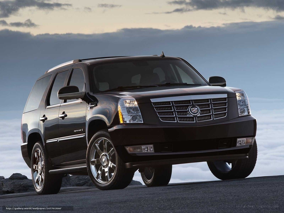 Black Cadillac SUV on a road
