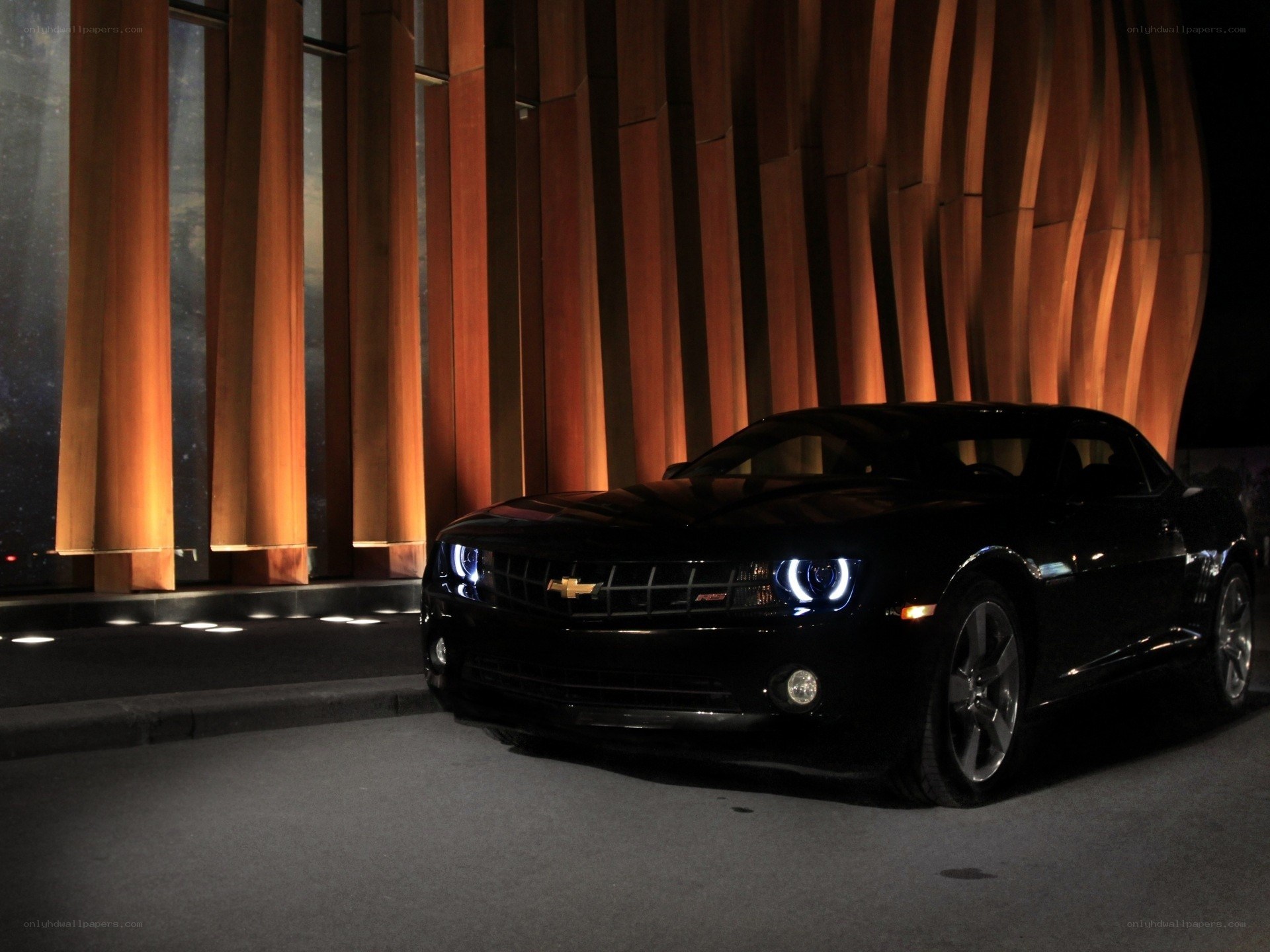 Black Camaro at night