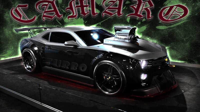 Black Camaro Car — Dramatic, Digital Art