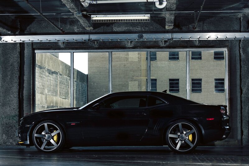 Black Camaro Car — Dramatic, Photograph, Building, Windows