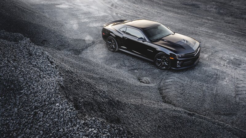 Black Camaro Car — Dramatic, Photograph, Gravel