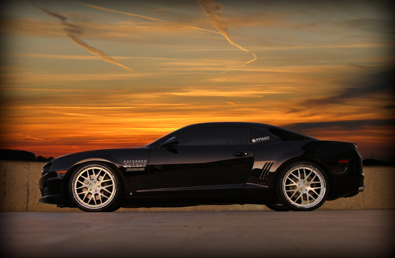 Black Camaro Car — Dramatic, Sunset, Photograph, Sky