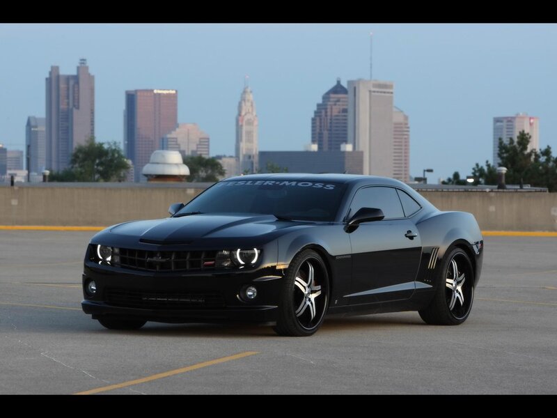 Black Camaro Car — Dramatic, Sunset, Photograph