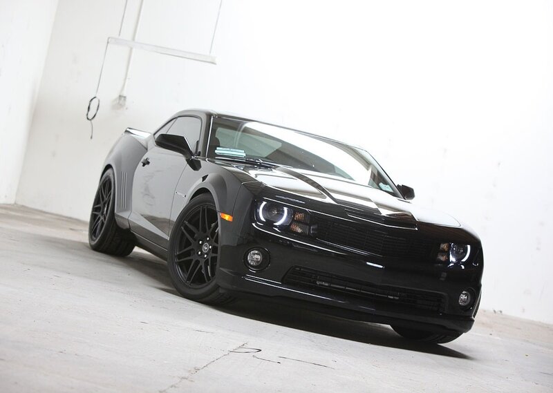 black camaro in garage