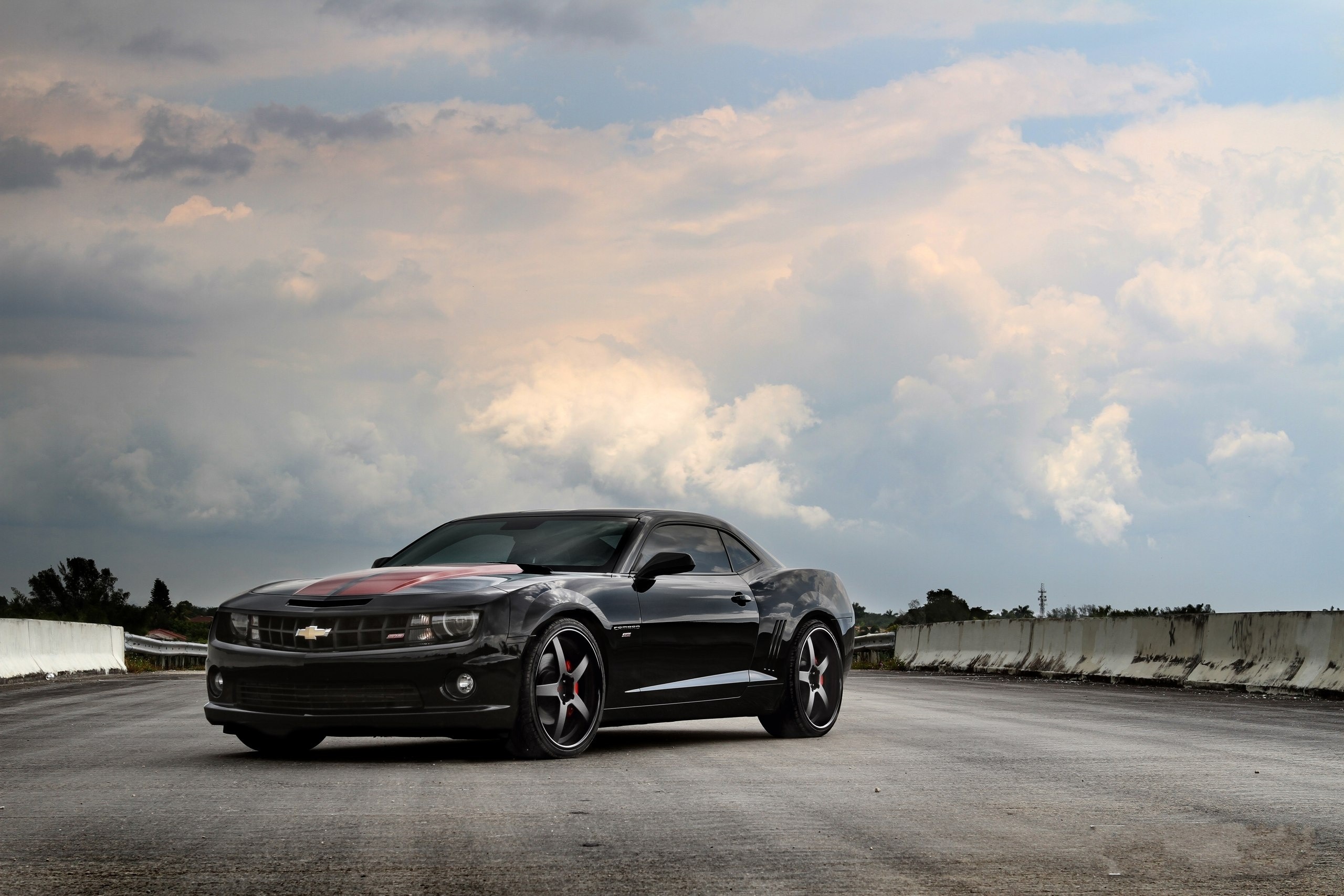 Black Camaro on a bridge