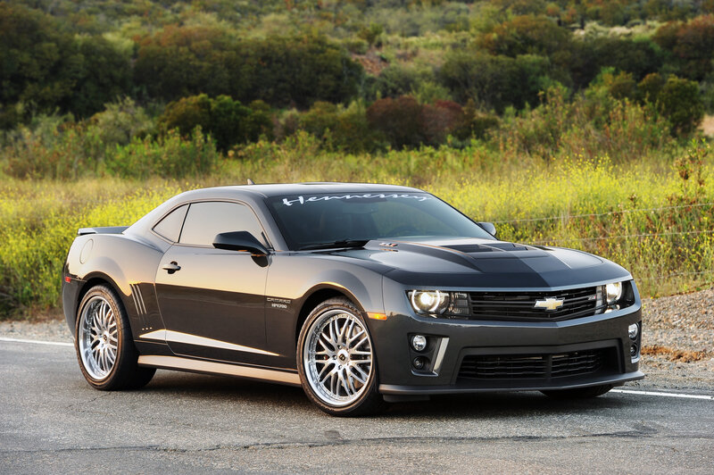 Black Camaro on a country road