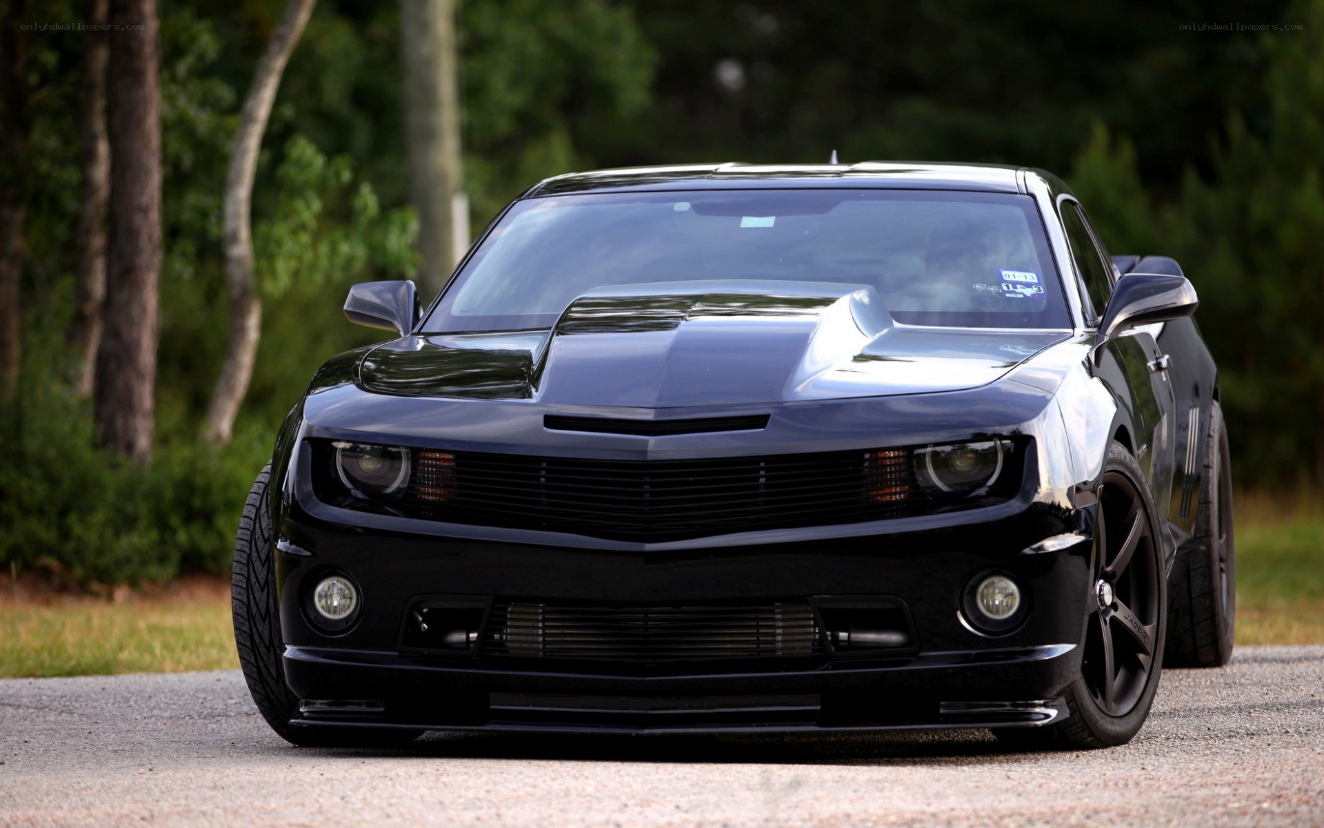 black camaro on a road