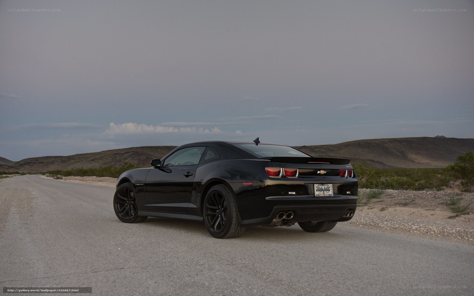 Black Camaro on desert road
