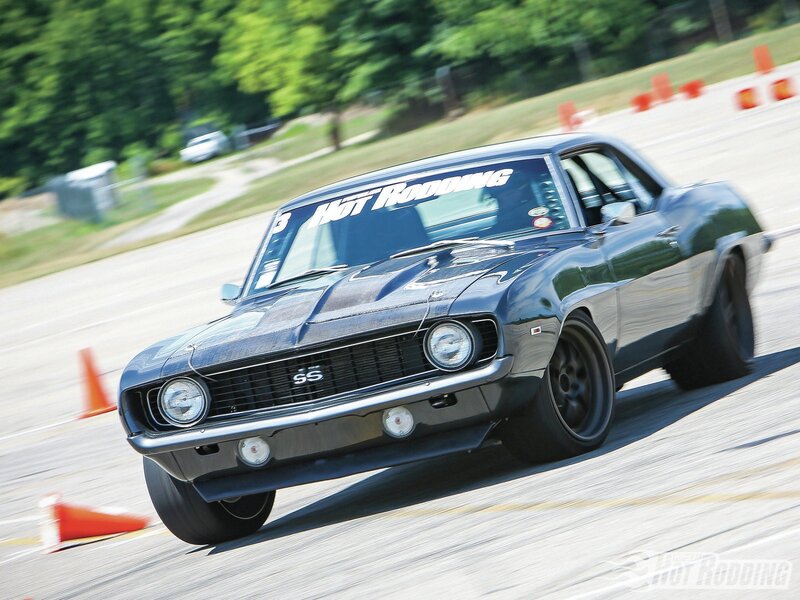 black camaro on track