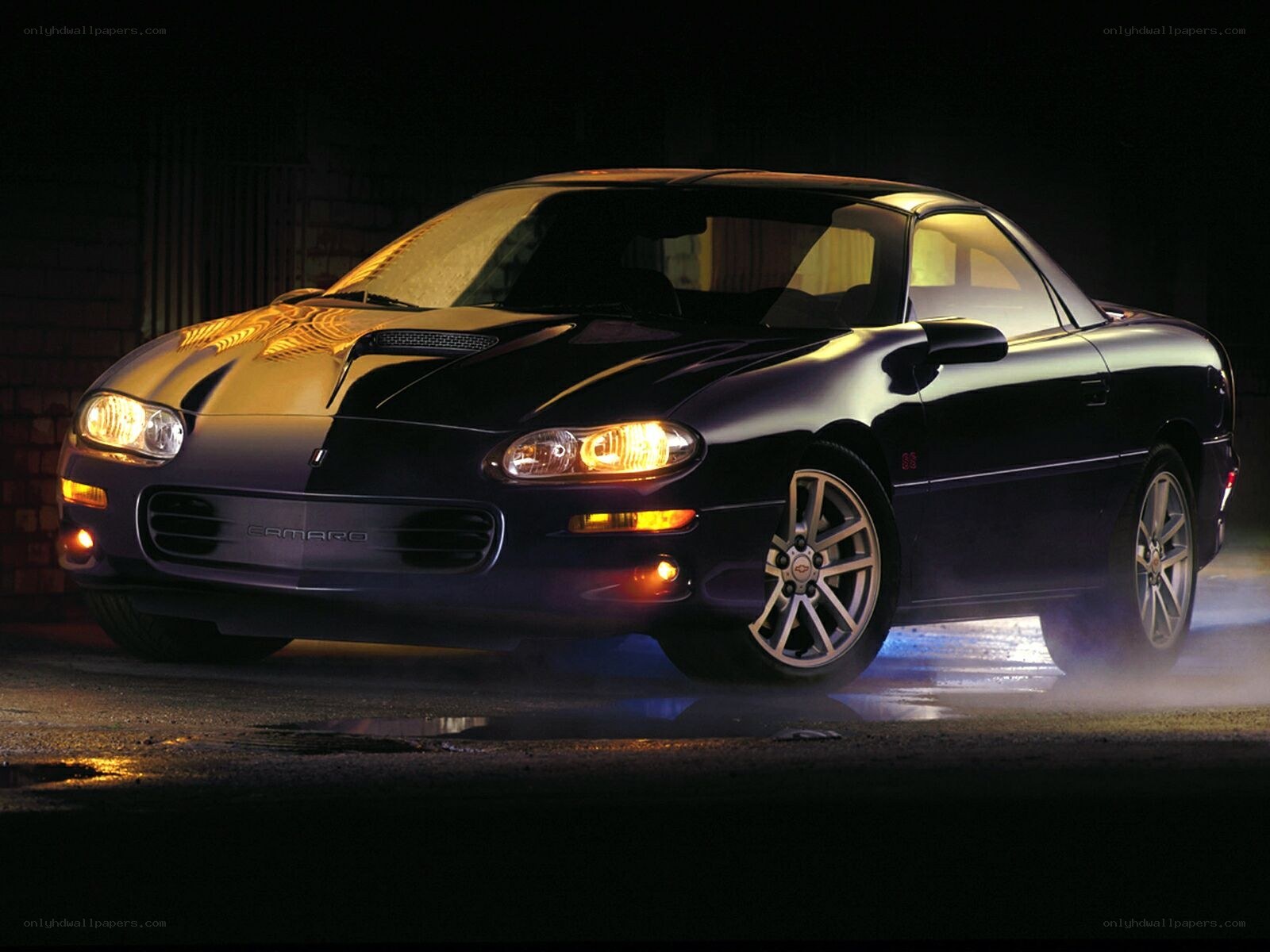 Black Camaro SS at night