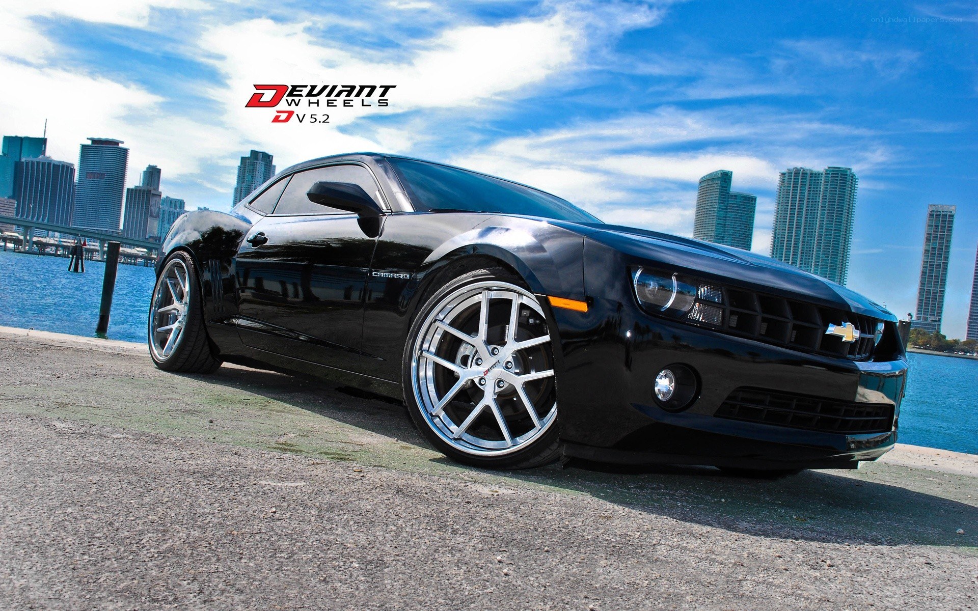 Black Camaro with custom wheels
