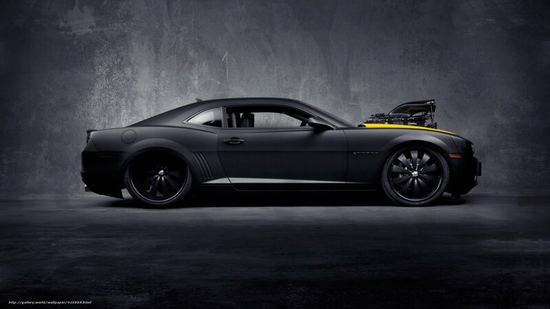 black camaro with exposed engine