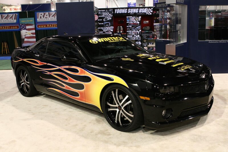Black Camaro with Flame Decals