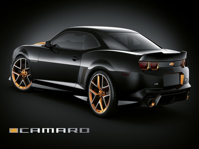 Black Camaro with gold accents
