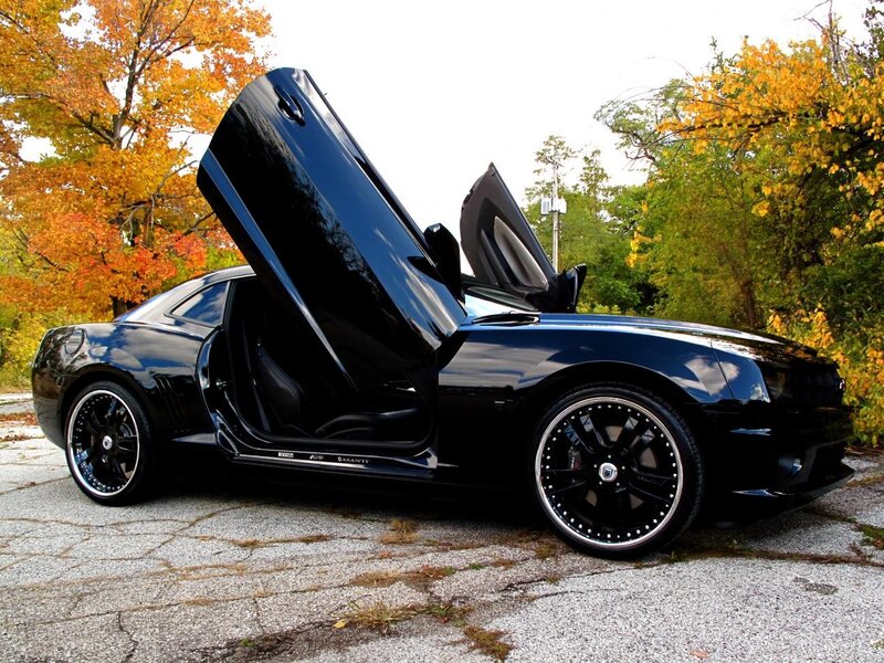 Black Camaro with gullwing doors