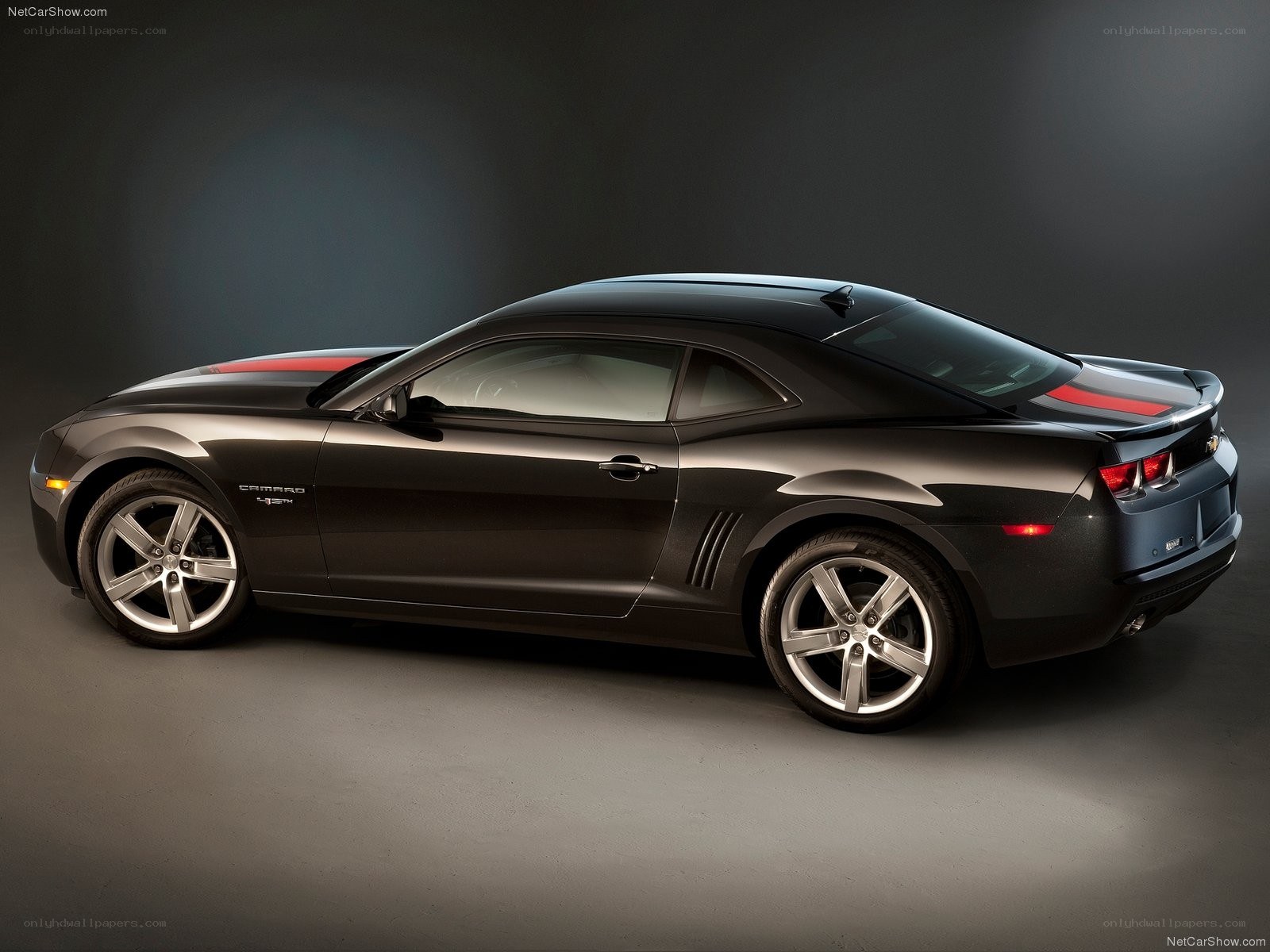 Black Camaro with red stripes