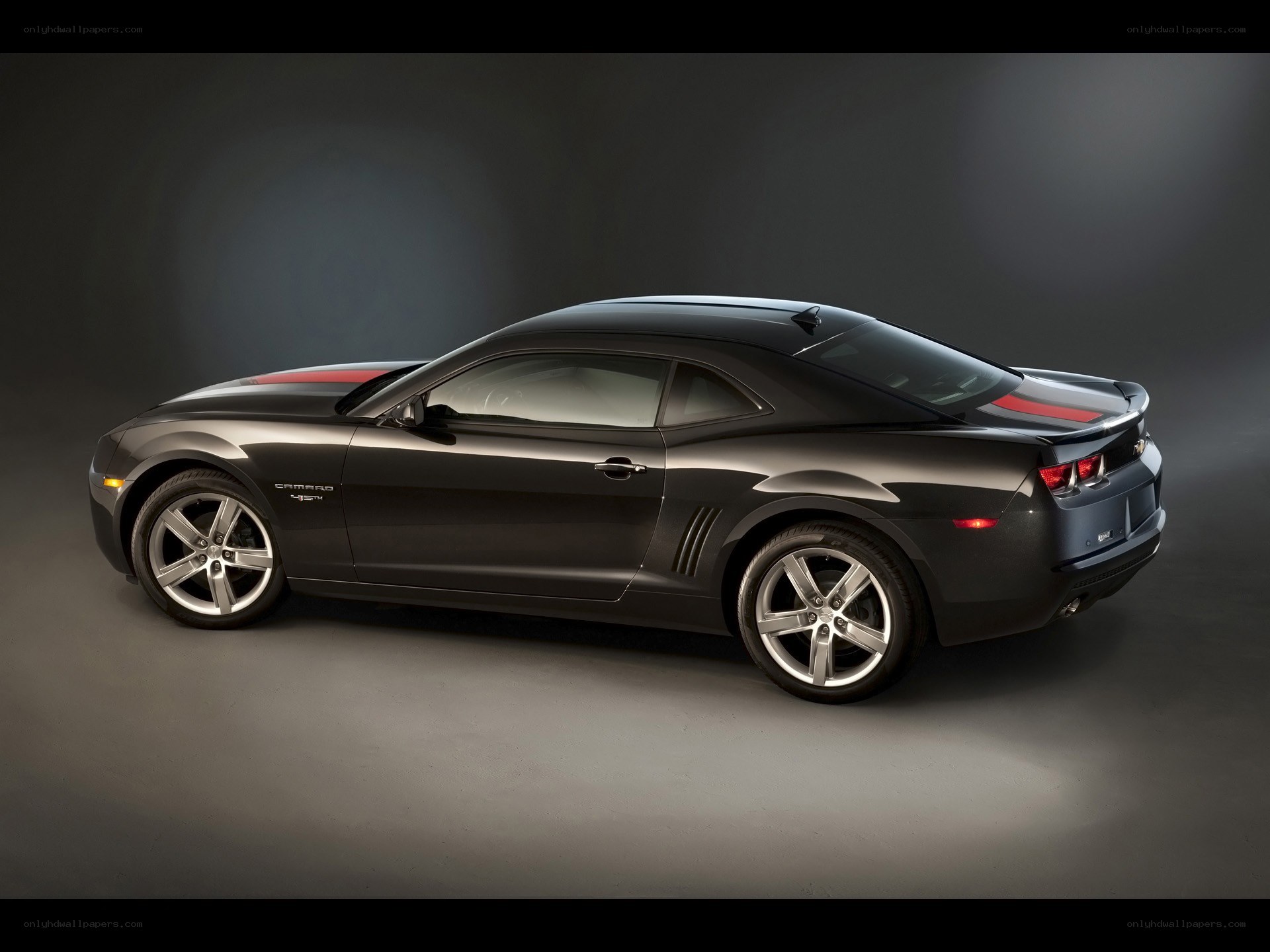 Black Camaro with red stripes