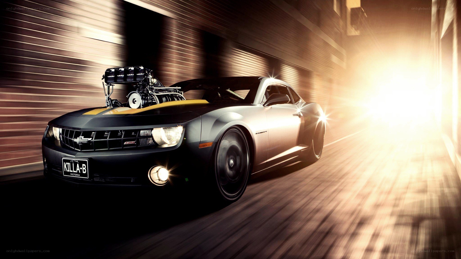 black camaro with supercharger