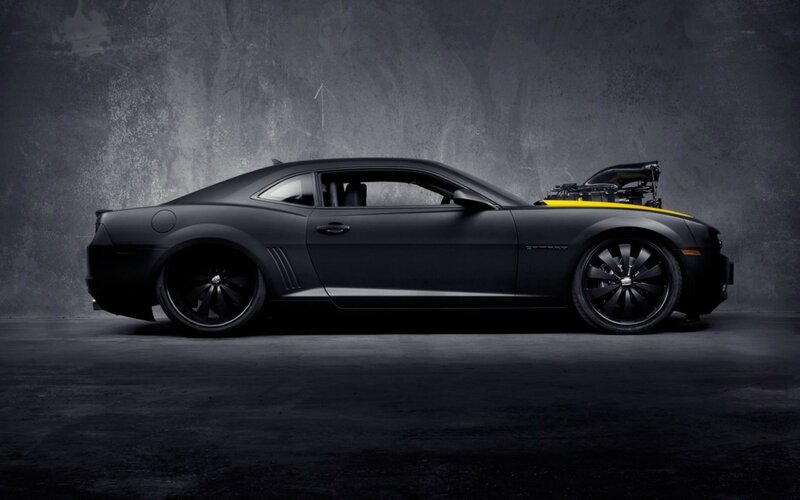 Black Camaro with Yellow Stripe — Dramatic