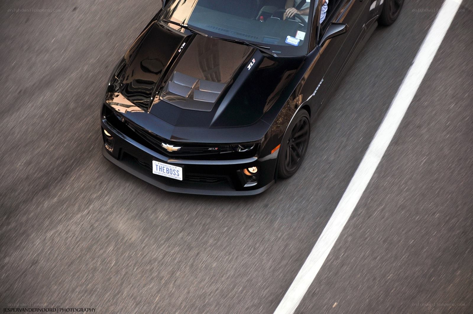 black camaro zl1 driving