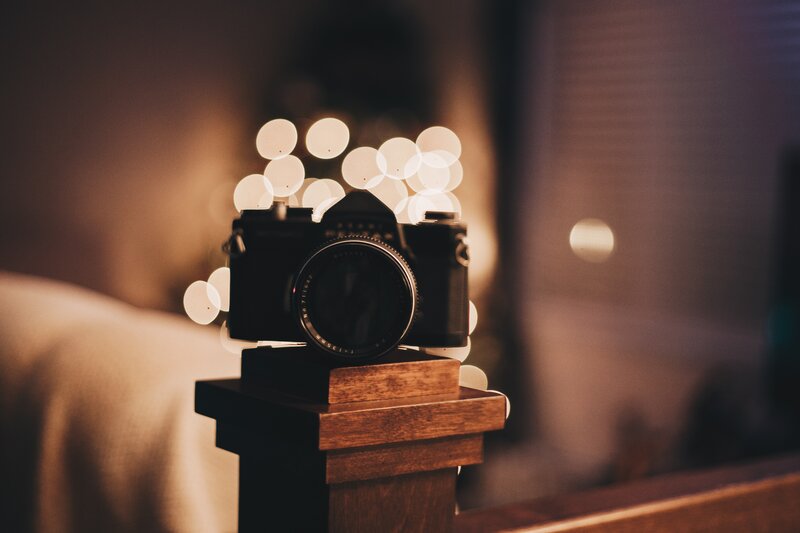 Black Camera on Stand