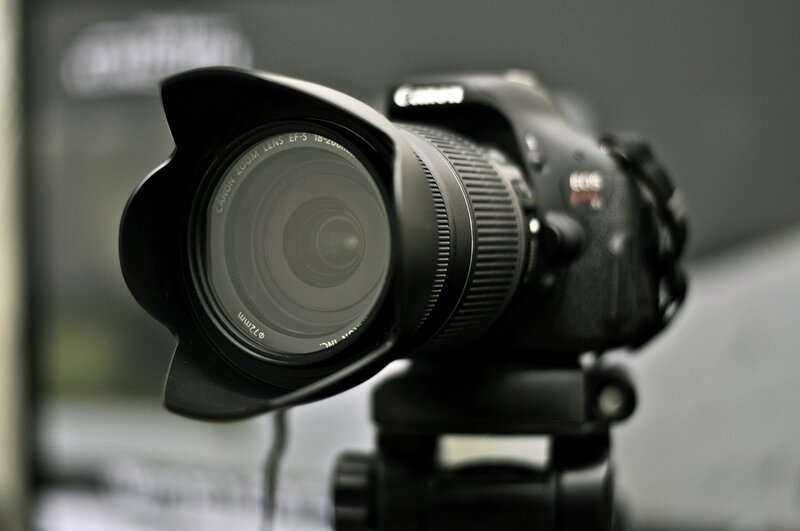 Black Camera on Tripod