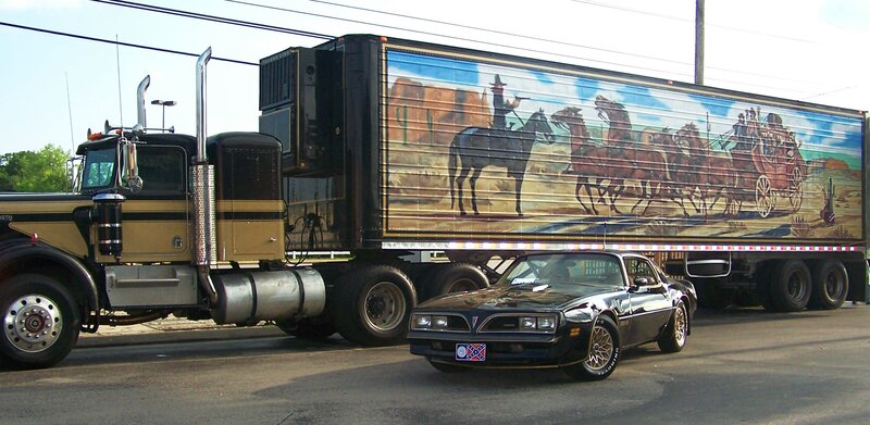 Black Car and Truck — Dramatic