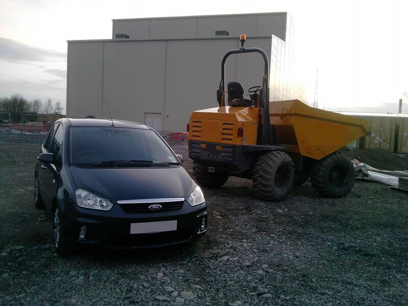 Black Car and Yellow Dumper