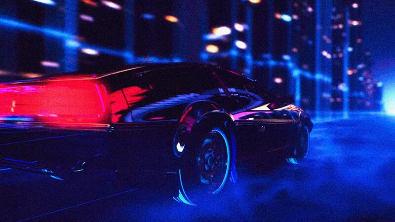 Black Car at Night — Blue, Dark, 3d Render