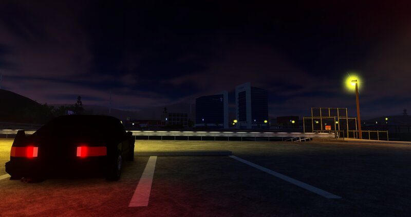 Black Car at Night — Dark, 3d Render, City Skyline