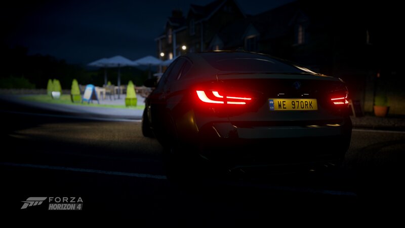 Black Car at Night — Dark, 3d Render, License Plate