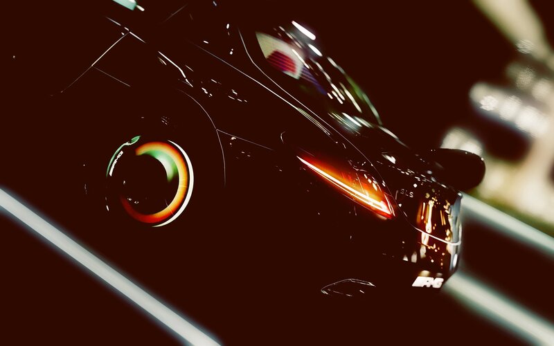 Black Car at Night — Dramatic, 3d Render