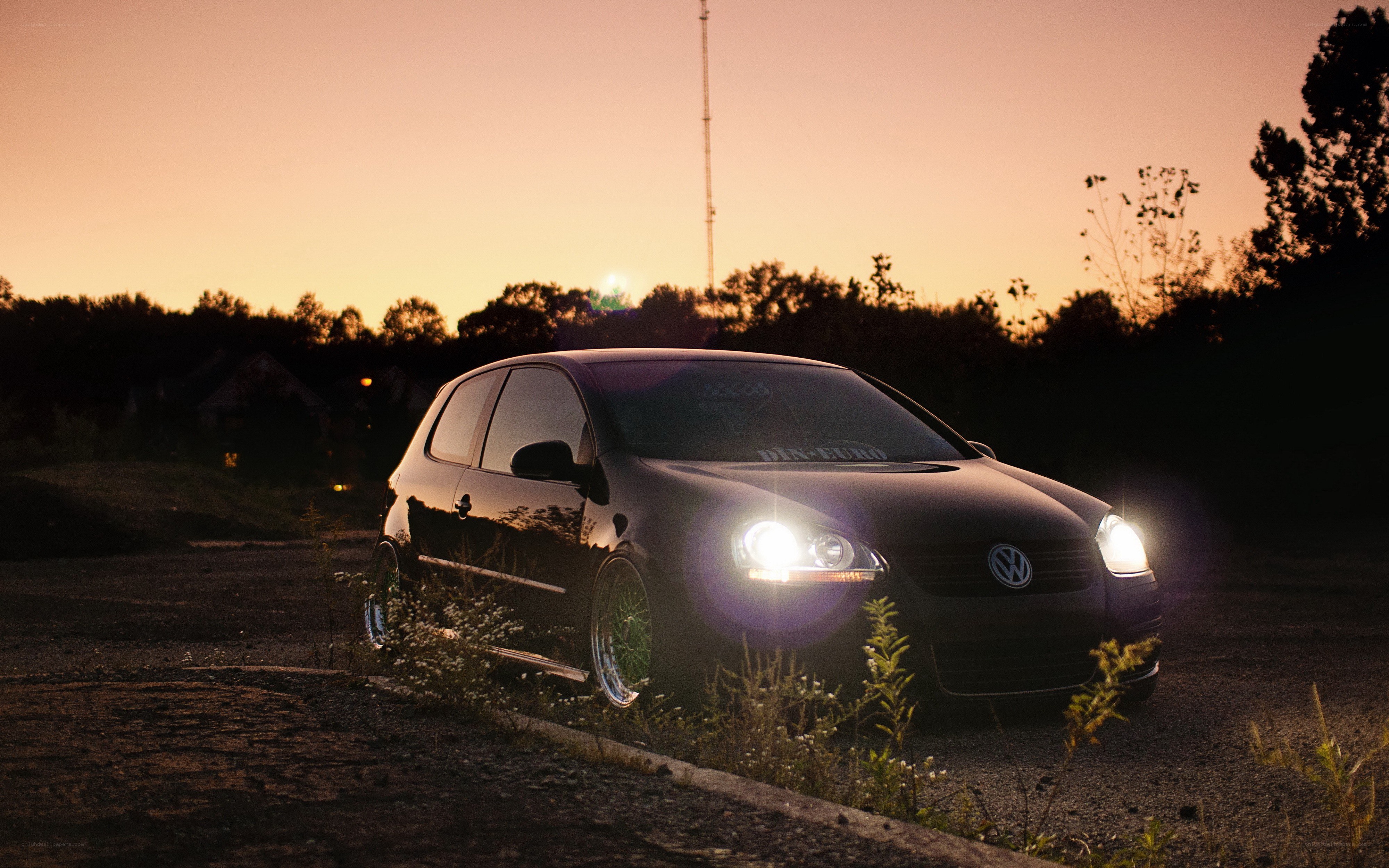 Black car at sunset