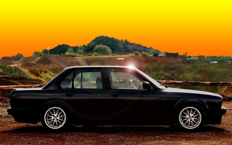 Black car at sunset